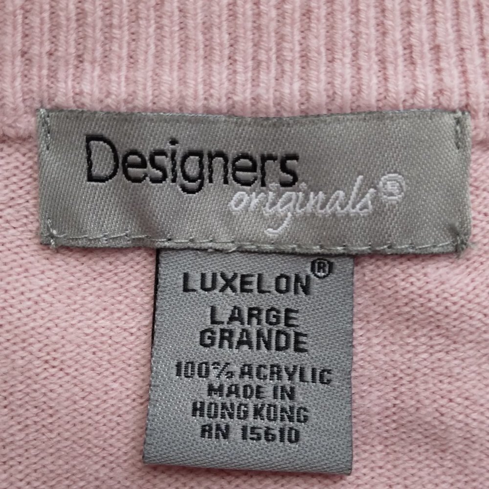 Vintage Pink Pastel Embroidered Beaded Applique Cardigan Sweater | Size L - Picture 9 of 10